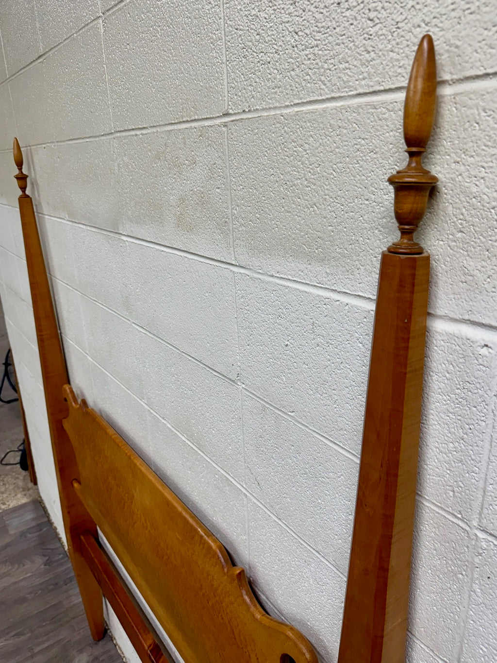Antique Full Size American Sheraton Style Maple Pencil Post Headboard
