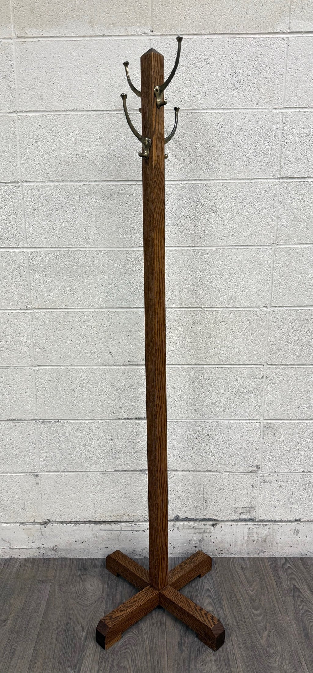 Antique Arts and Crafts Mission Quarter Sawn Oak Hall Tree Coat Rack