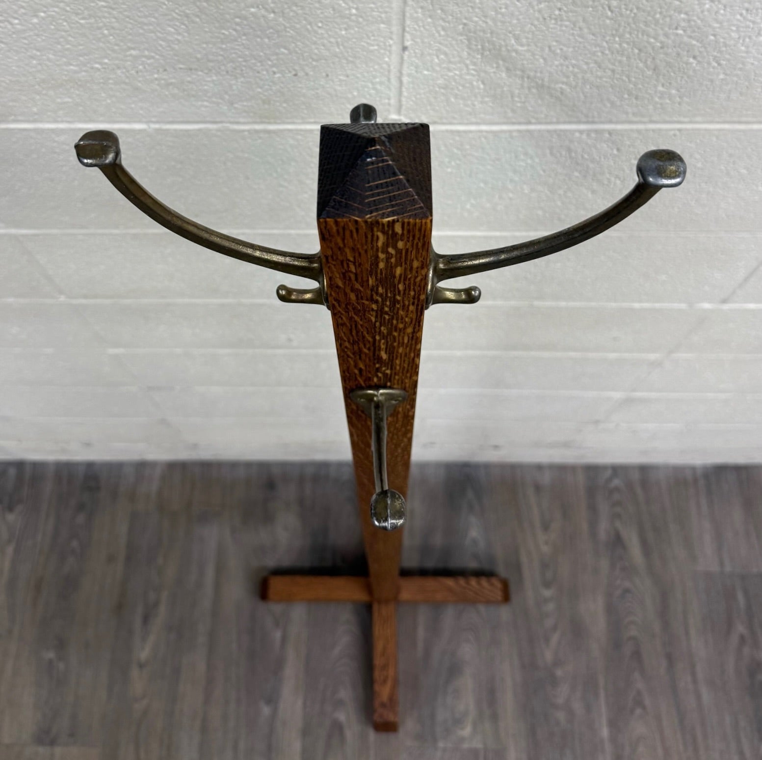 Antique Arts and Crafts Mission Quarter Sawn Oak Hall Tree Coat Rack