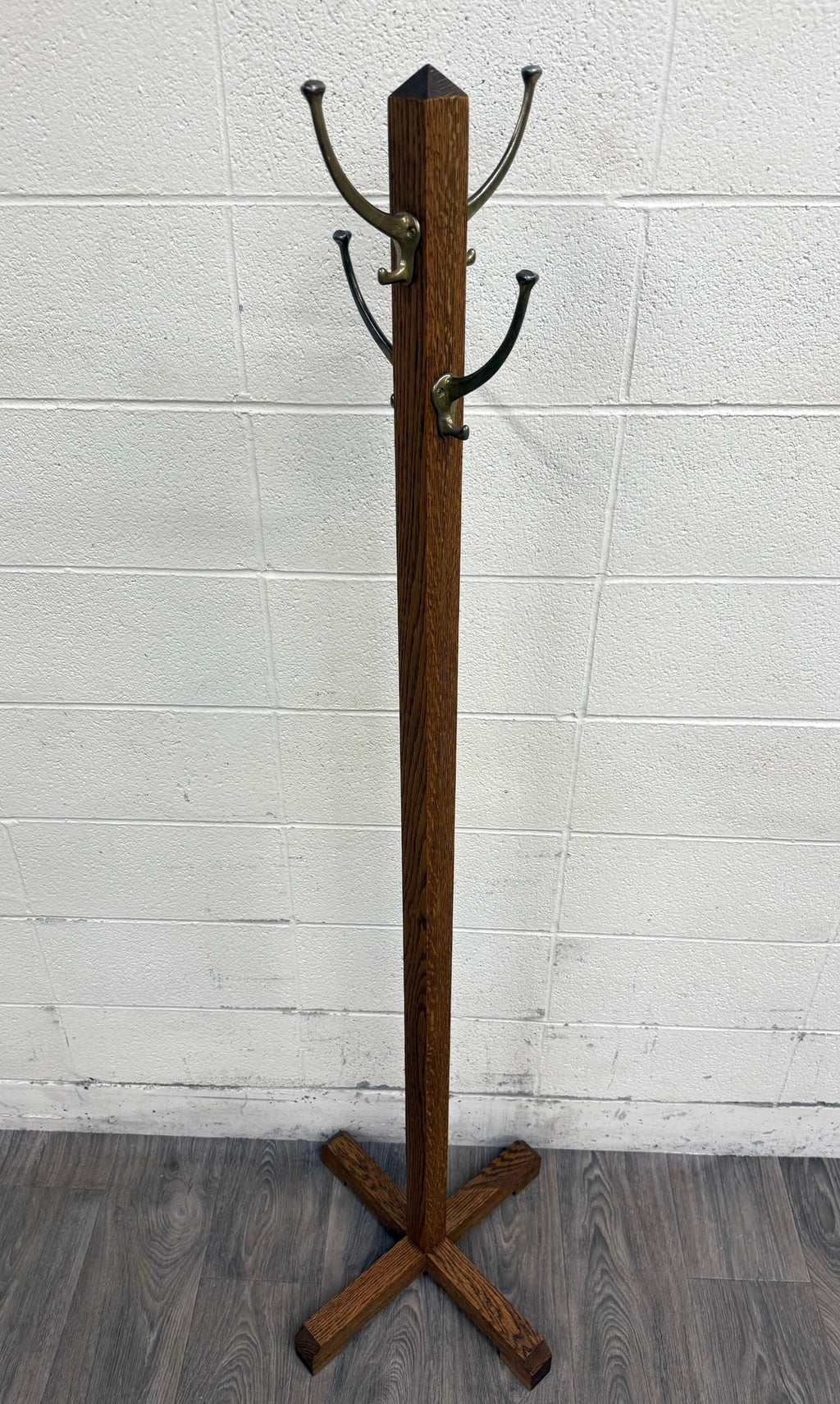 Antique Arts and Crafts Mission Quarter Sawn Oak Hall Tree Coat Rack