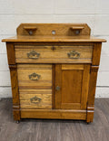 Antique Late Victorian Eastlake Style Golden Oak Washstand Commode