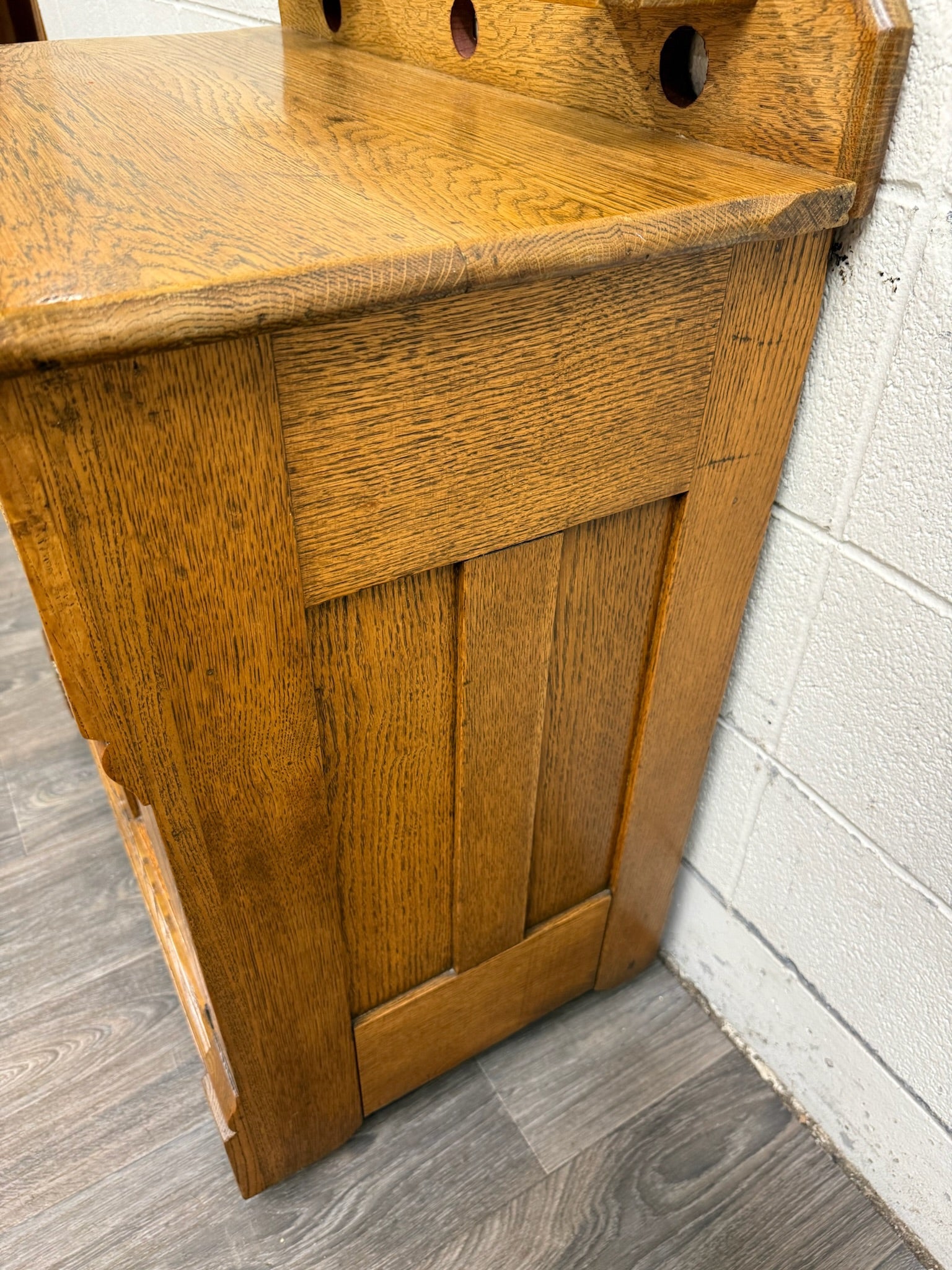 Antique Late Victorian Eastlake Style Golden Oak Washstand Commode