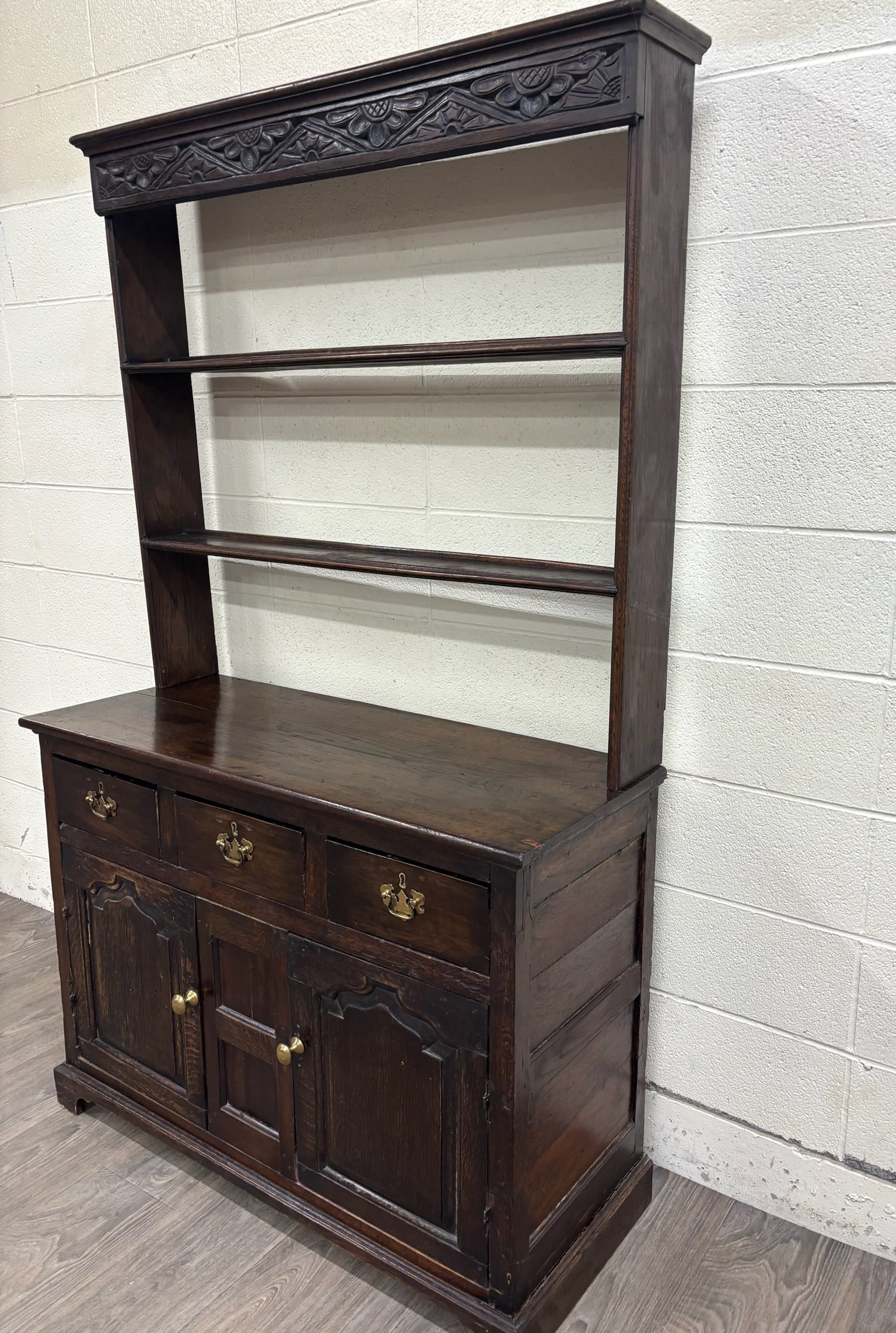 Antique English Oak Pewter Cupboard Welsh Style Dresser