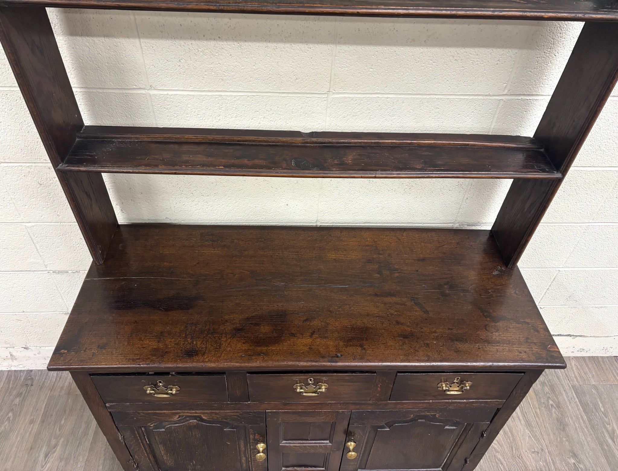 Antique English Oak Pewter Cupboard Welsh Style Dresser