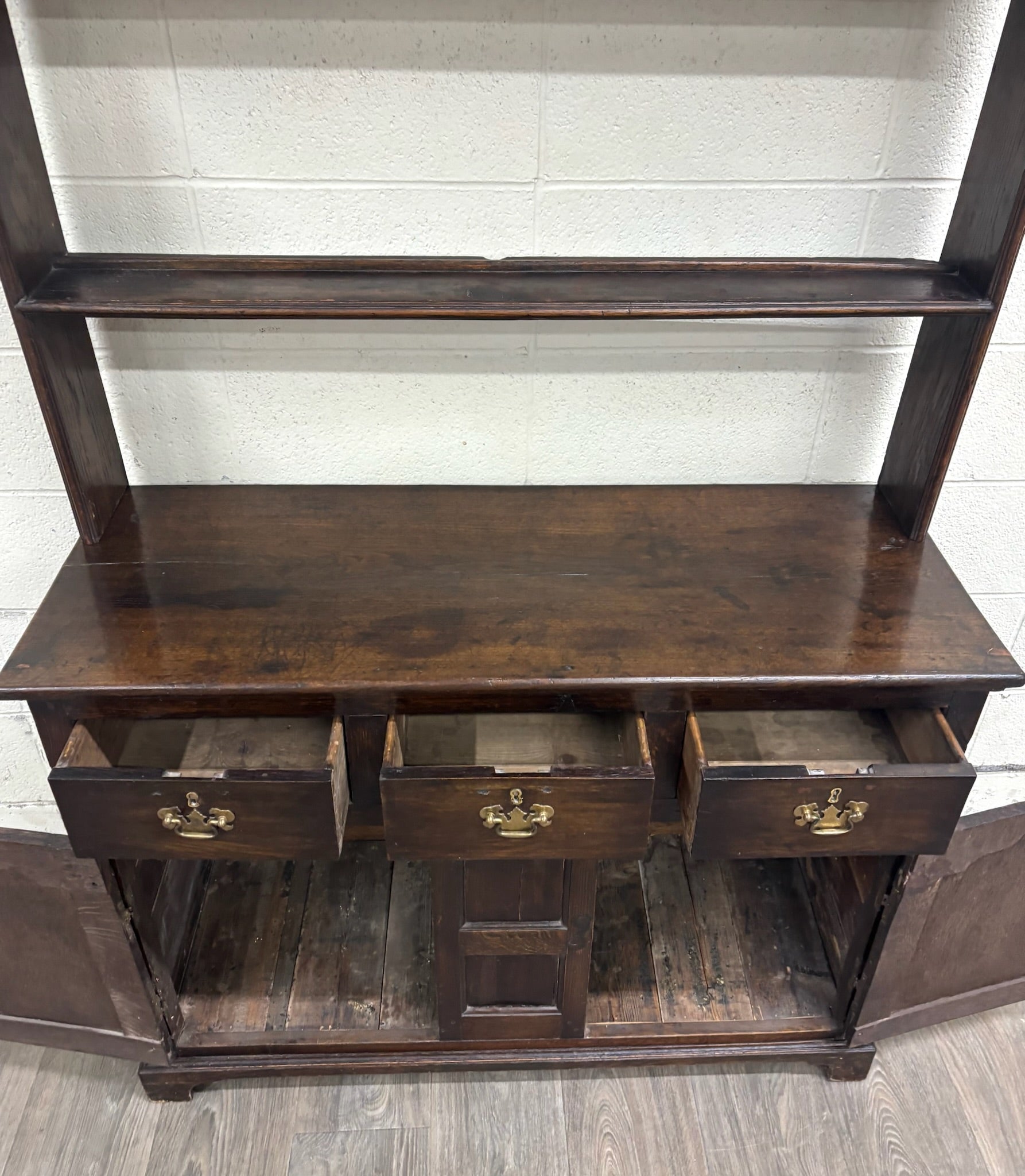 Antique English Oak Pewter Cupboard Welsh Style Dresser