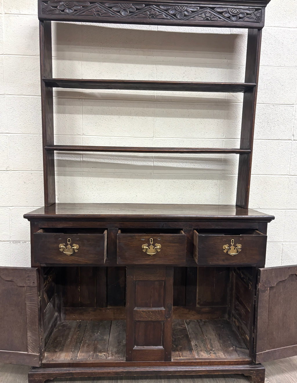 Antique English Oak Pewter Cupboard Welsh Style Dresser