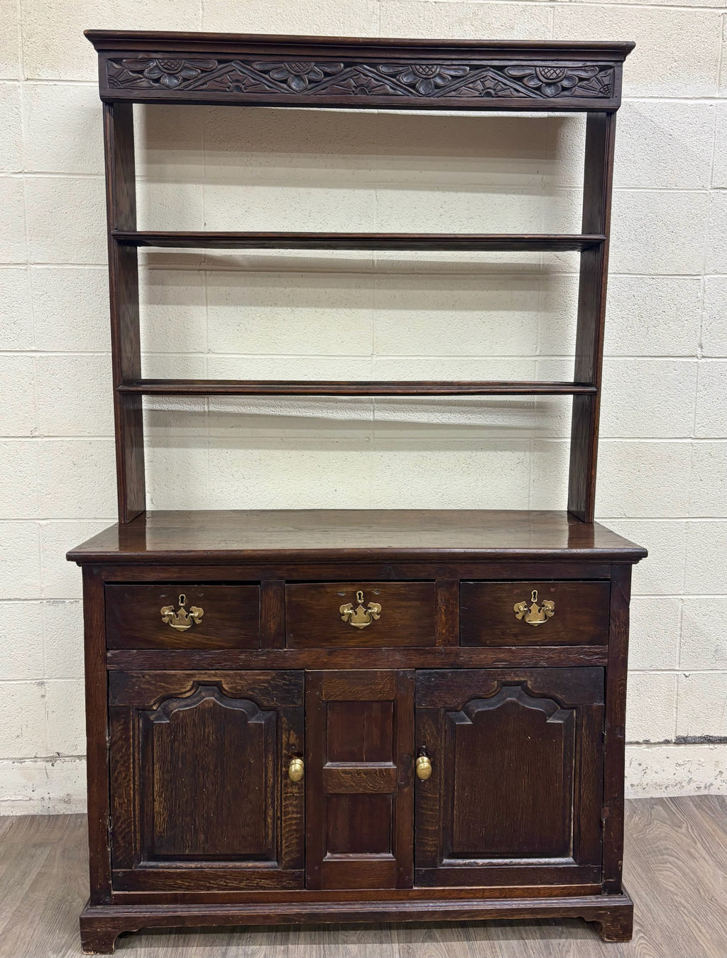 Antique English Oak Pewter Cupboard Welsh Style Dresser