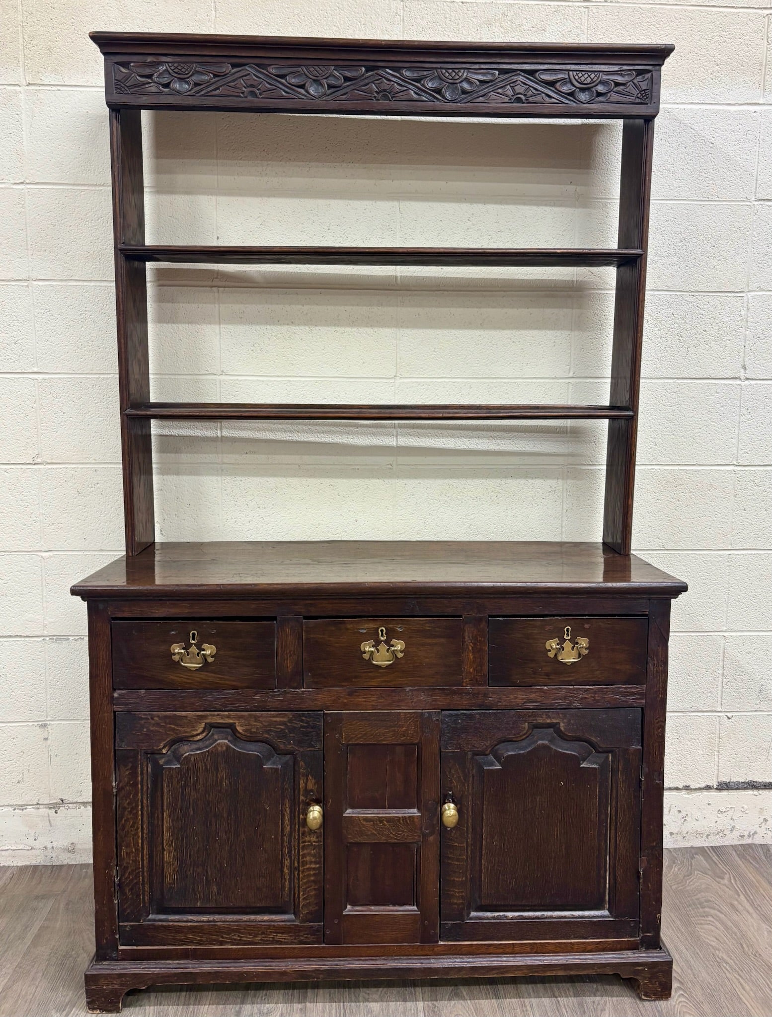 Antique English Oak Pewter Cupboard Welsh Style Dresser