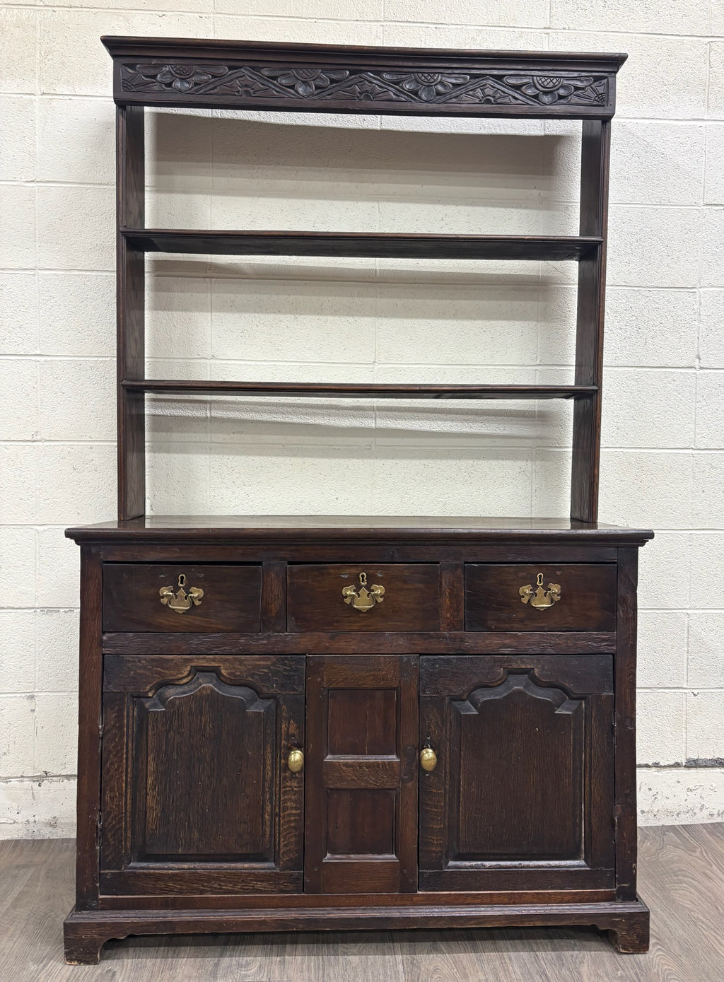 Antique English Oak Pewter Cupboard Welsh Style Dresser