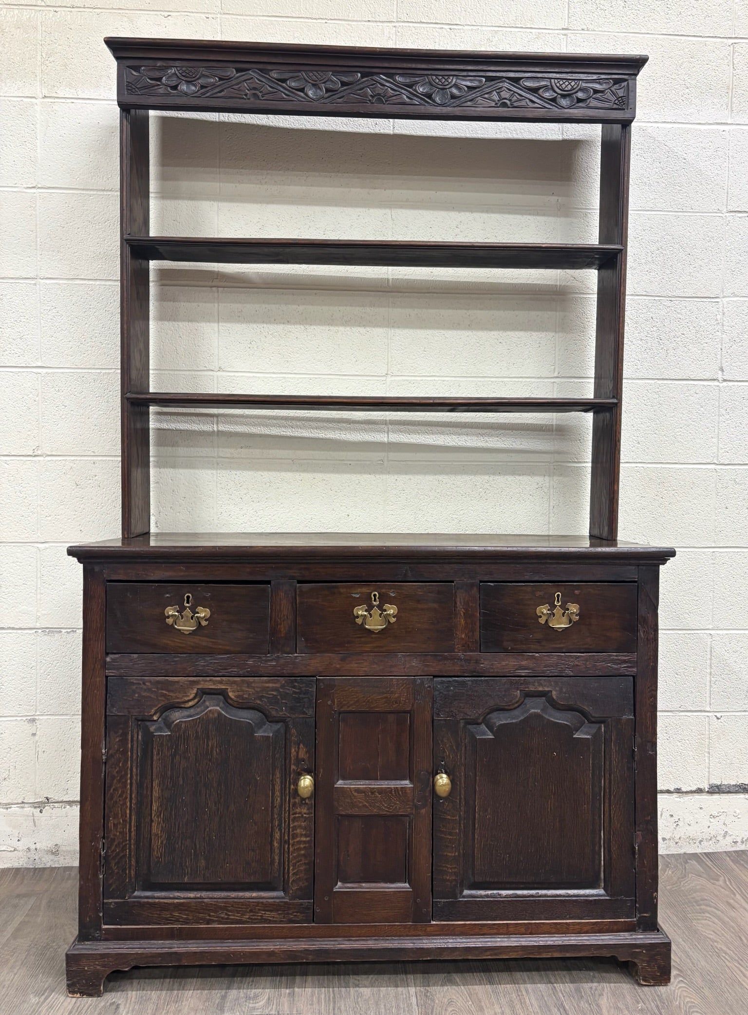 Antique English Oak Pewter Cupboard Welsh Style Dresser