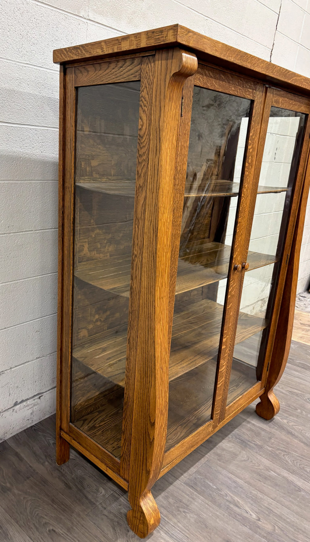 Antique Mission Arts & Crafts Quarter Sawn Oak Bookcase Display Cabinet