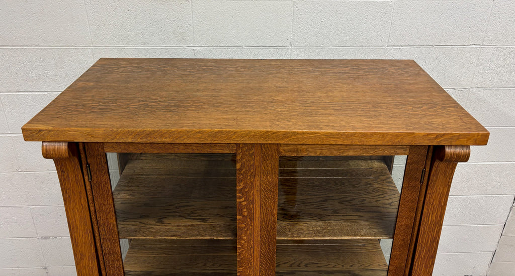 Antique Mission Arts & Crafts Quarter Sawn Oak Bookcase Display Cabinet