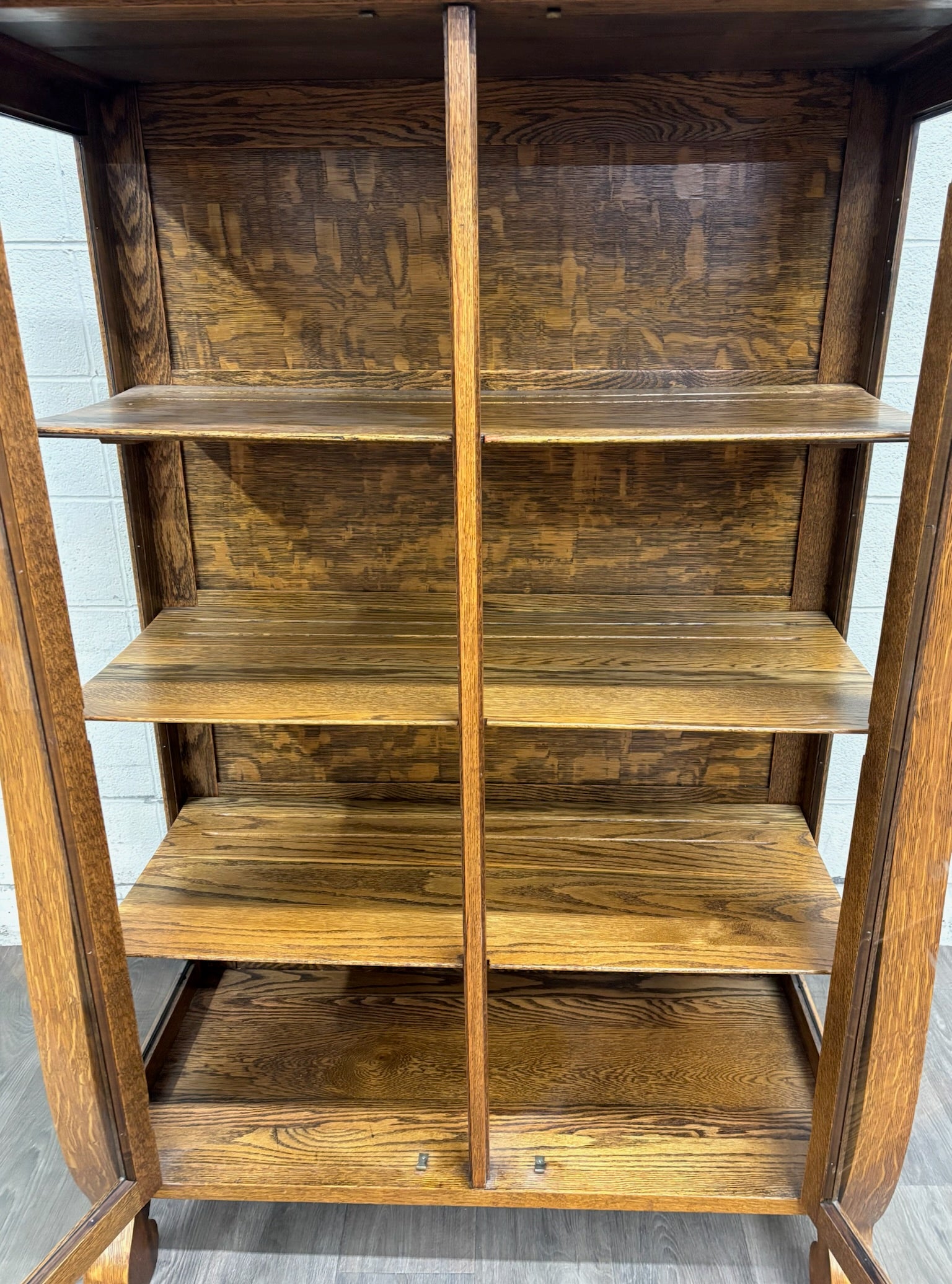 Antique Mission Arts & Crafts Quarter Sawn Oak Bookcase Display Cabinet
