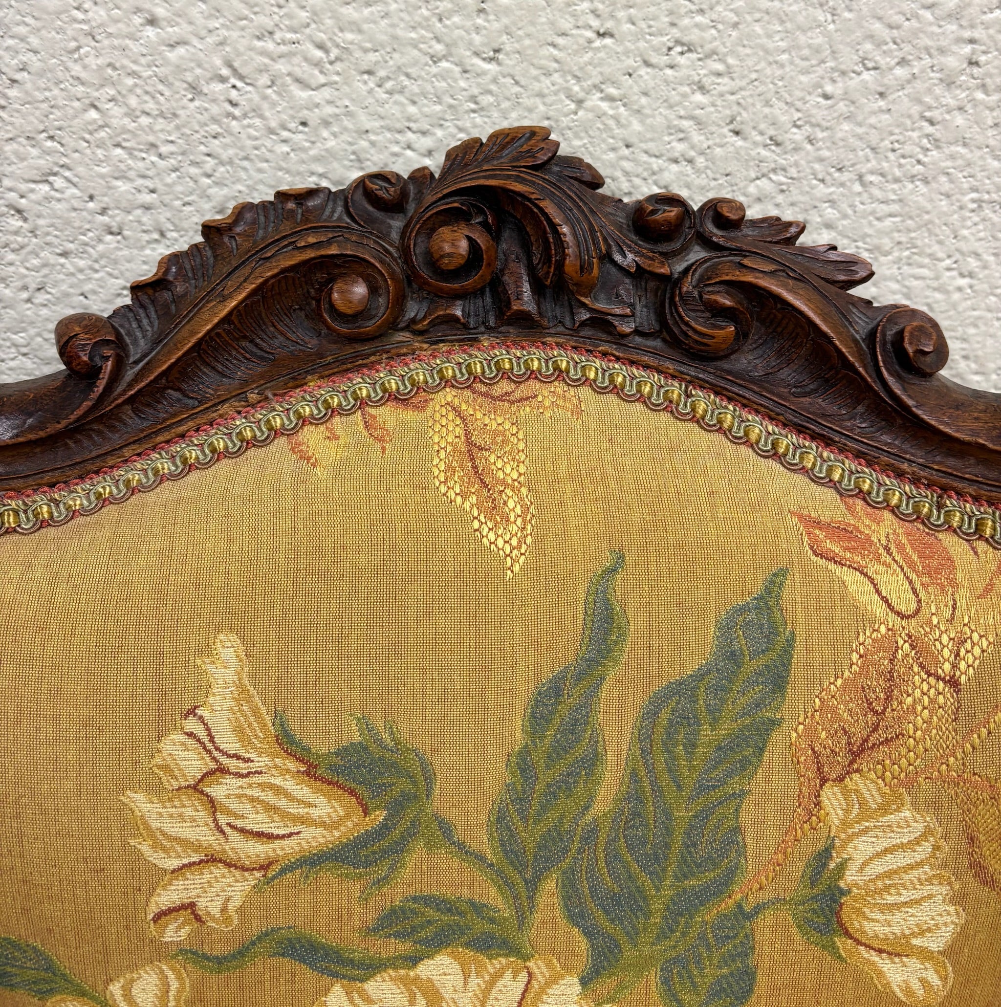 Antique French Louis XV Style Floral Tapestry Upholstered Walnut Side Chairs