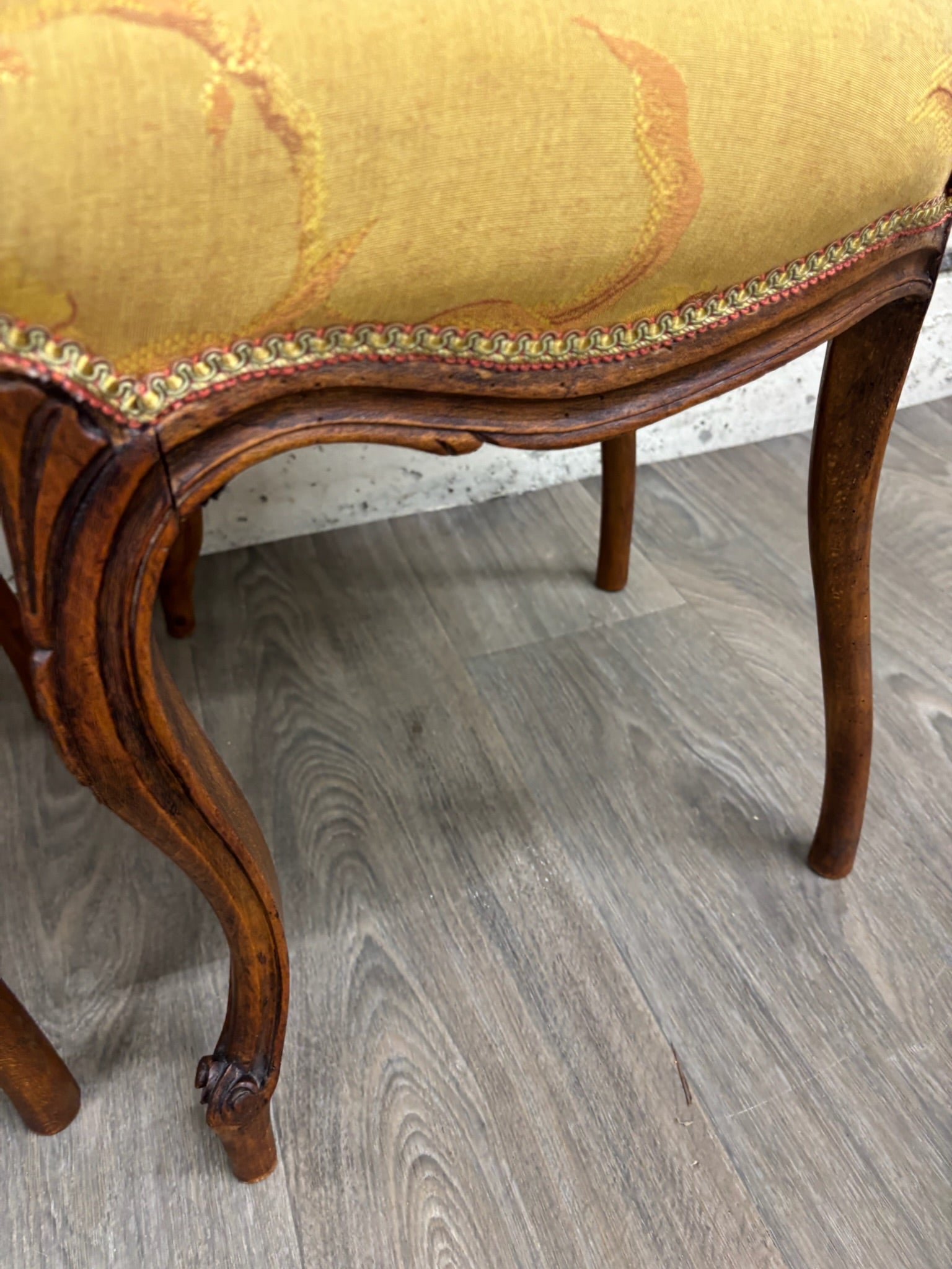 Antique French Louis XV Style Floral Tapestry Upholstered Walnut Side Chairs