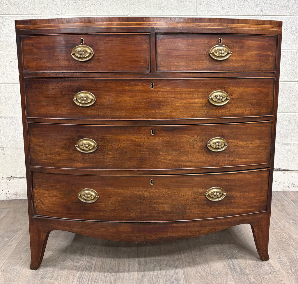 Antique Federal Hepplewhite Style Bowfront Mahogany Chest Dresser