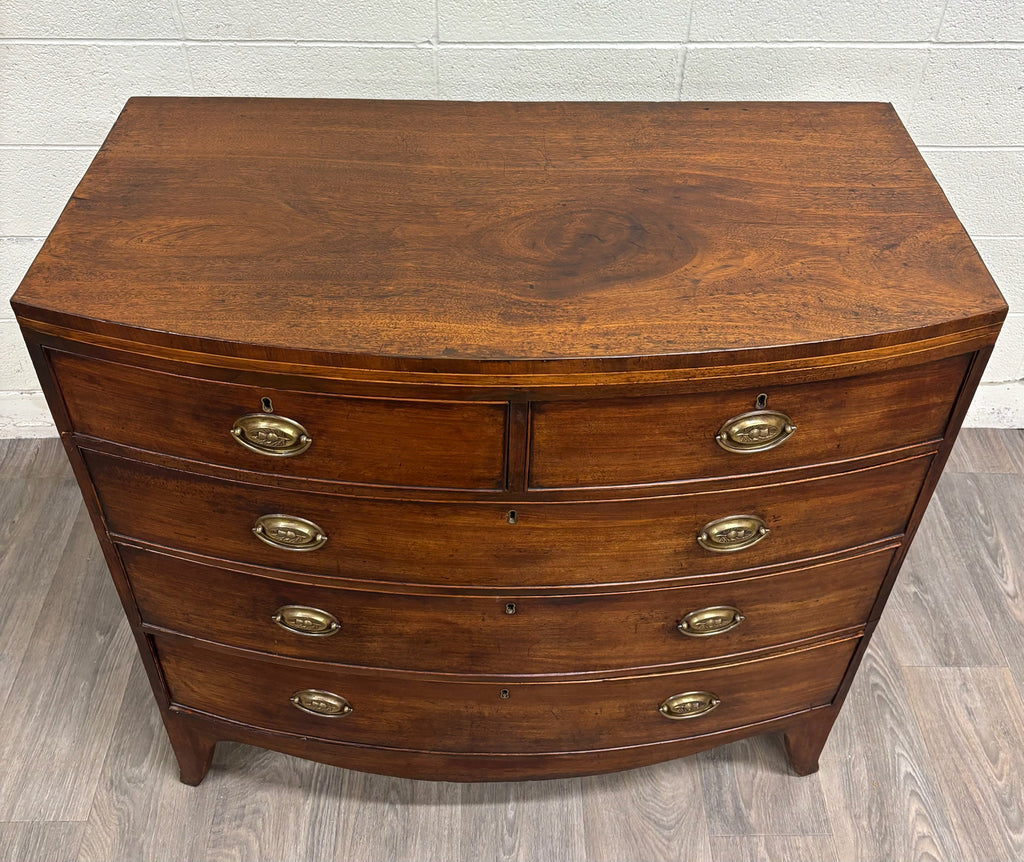 Antique Federal Hepplewhite Style Bowfront Mahogany Chest Dresser