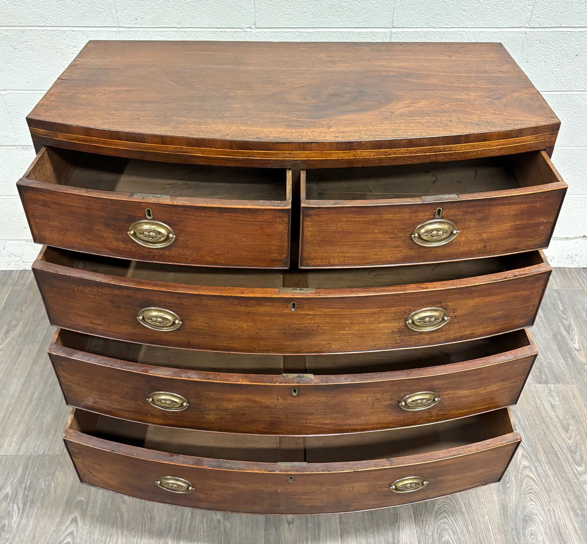 Antique Federal Hepplewhite Style Bowfront Mahogany Chest Dresser