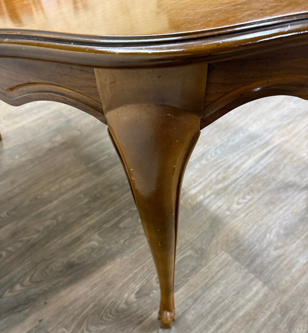 Vintage French Provincial Style Dining Table with Extension Two Leaves