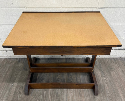 Vintage Adjustable Architect Drafting Table with Storage Compartment