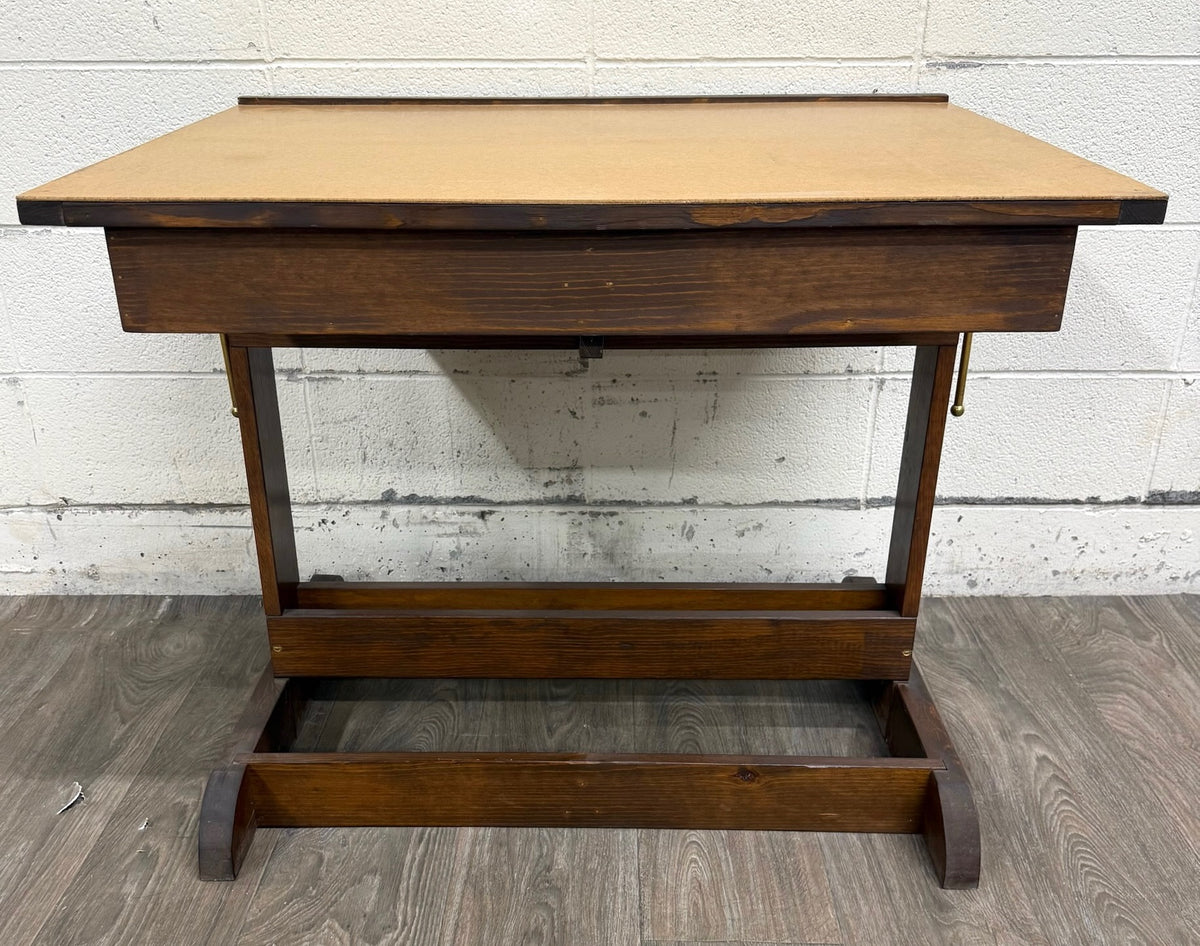 Vintage Adjustable Architect Drafting Table with Storage Compartment