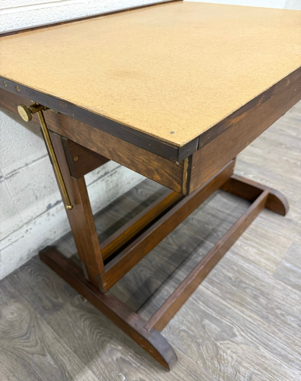 Vintage Adjustable Architect Drafting Table with Storage Compartment