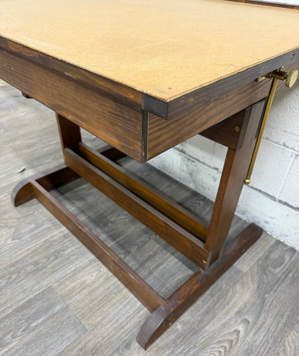 Vintage Adjustable Architect Drafting Table with Storage Compartment