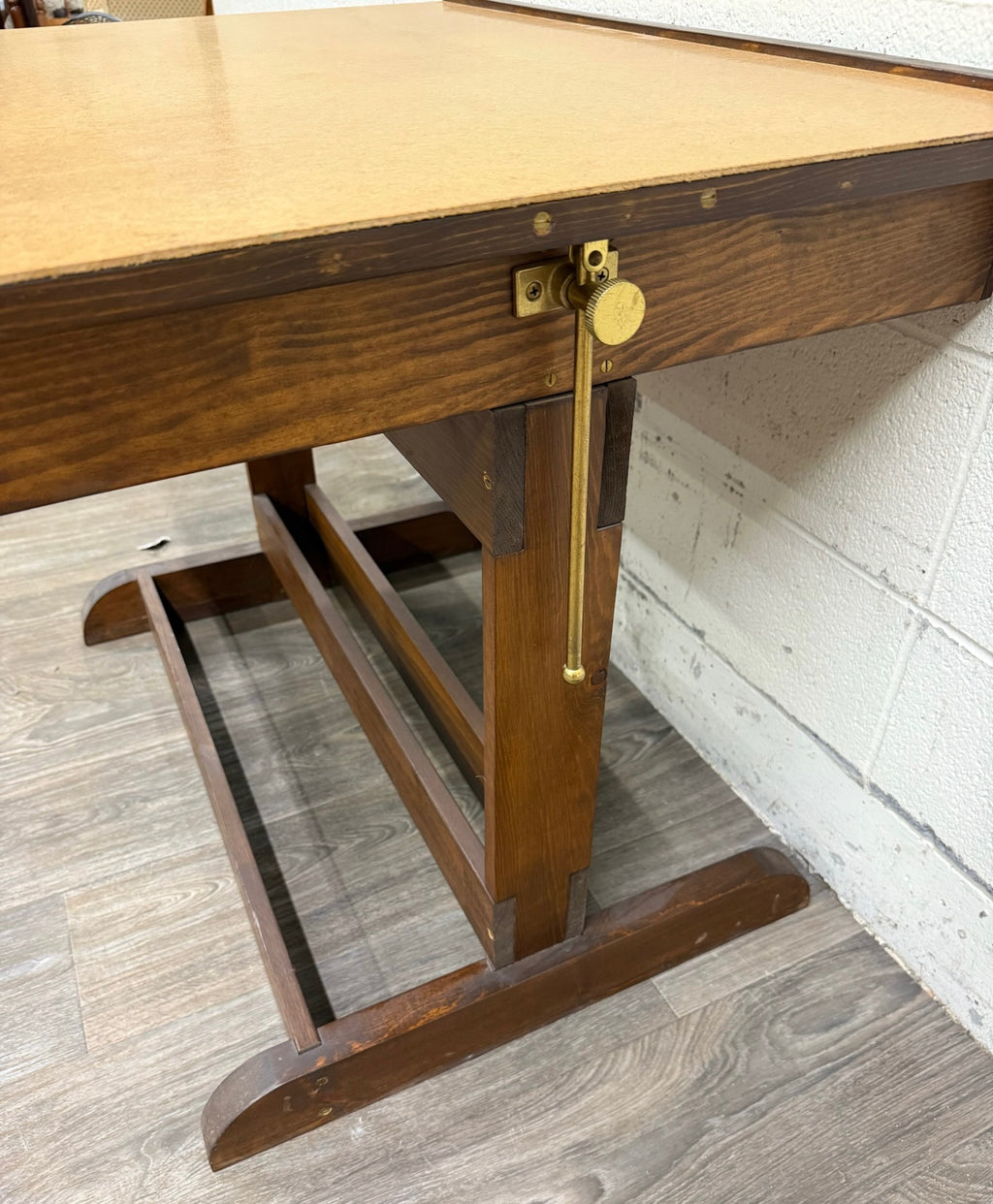 Vintage Adjustable Architect Drafting Table with Storage Compartment