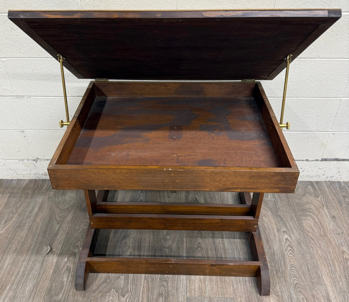Vintage Adjustable Architect Drafting Table with Storage Compartment