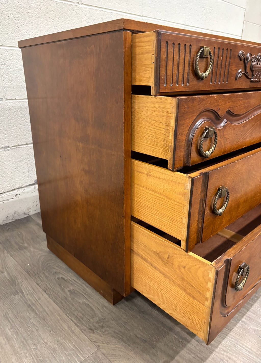 Vintage Johnson Furniture Co 1930s Walnut Chest of Drawers