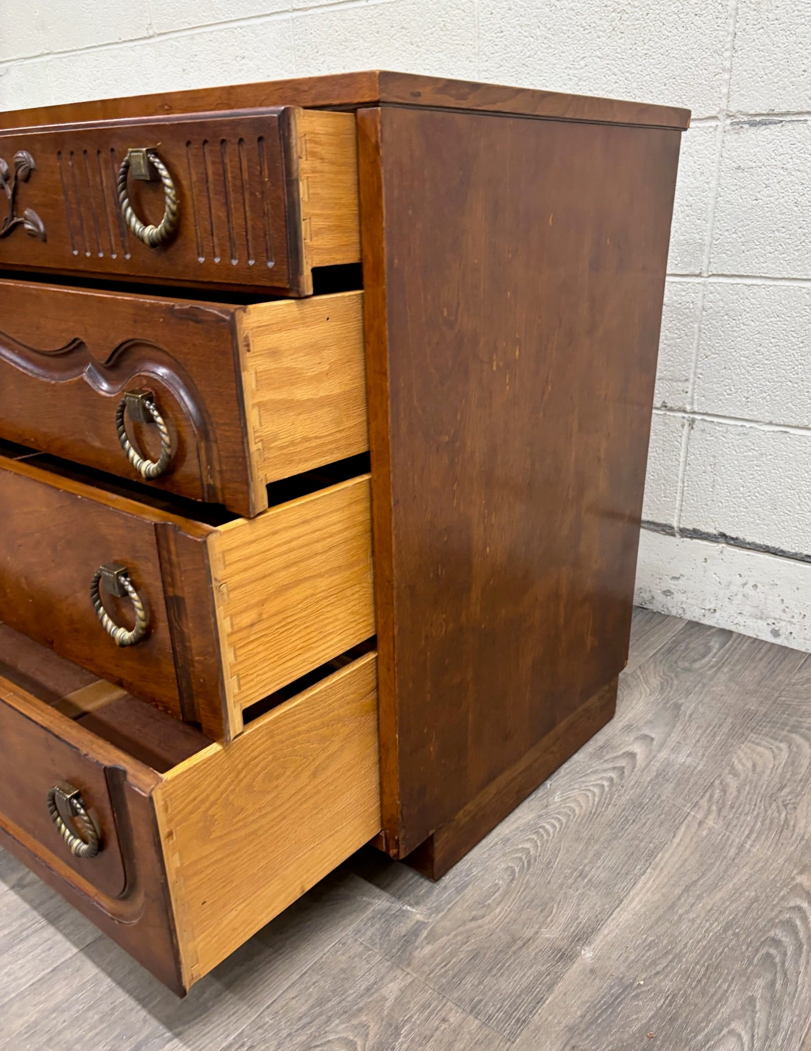 Vintage Johnson Furniture Co 1930s Walnut Chest of Drawers
