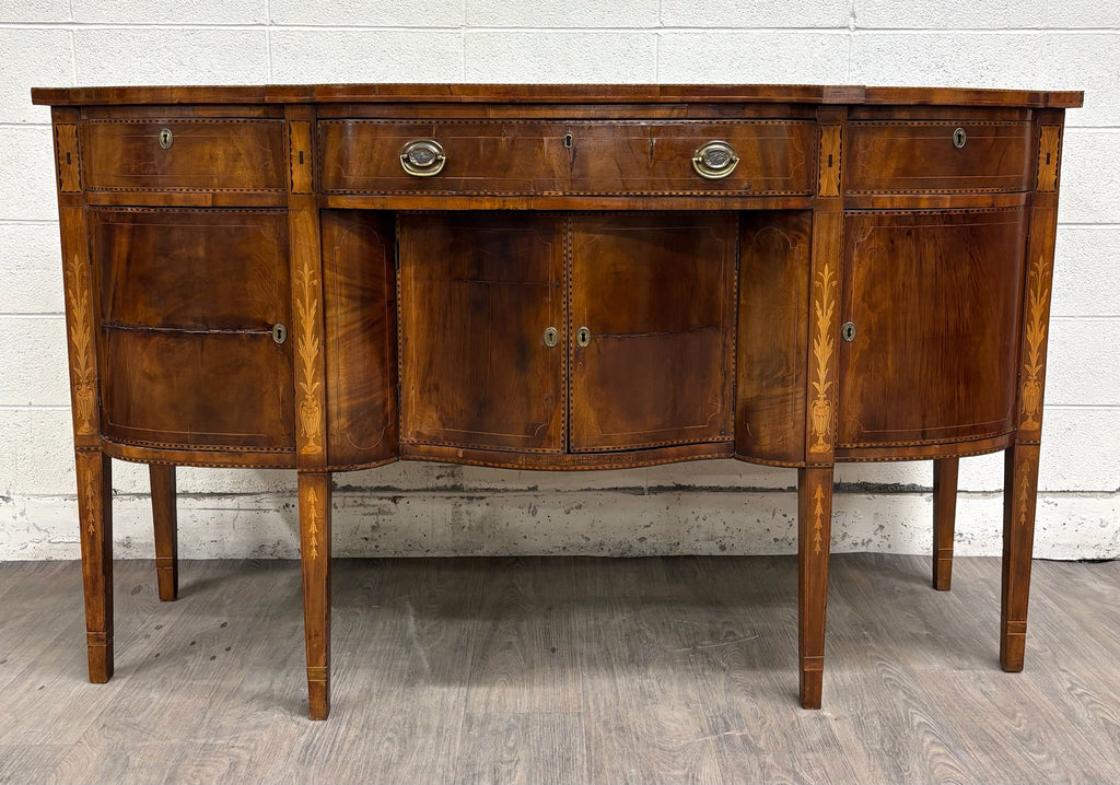 Antique Federal Style Satinwood Inlaid Bowfront Sideboard Server Buffet Credenza