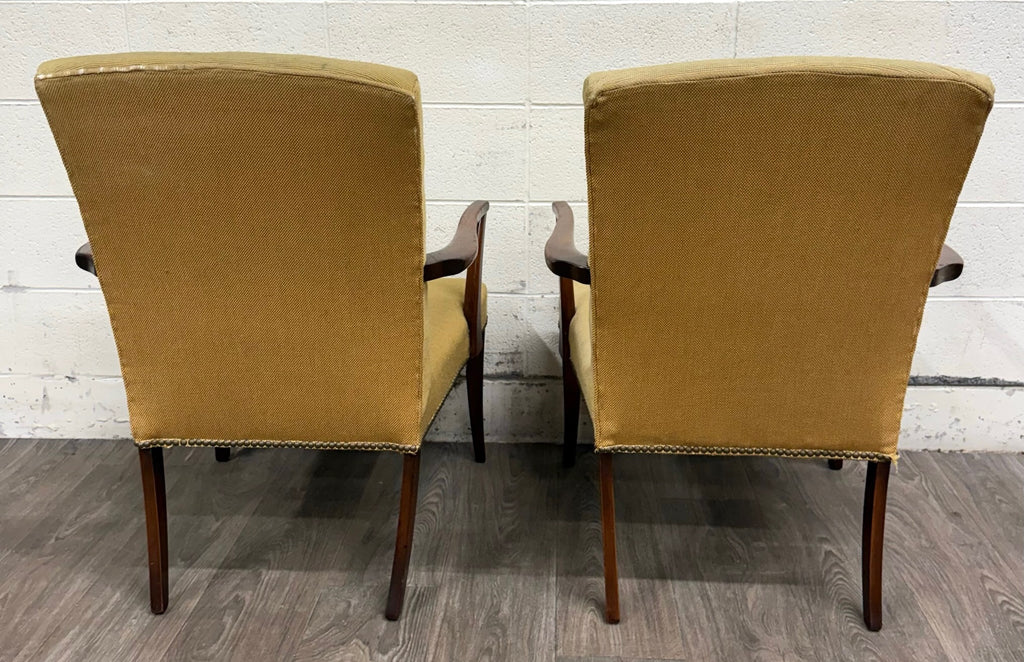 Vintage Mid Century Modern MCM Needlepoint Armchairs - Pair