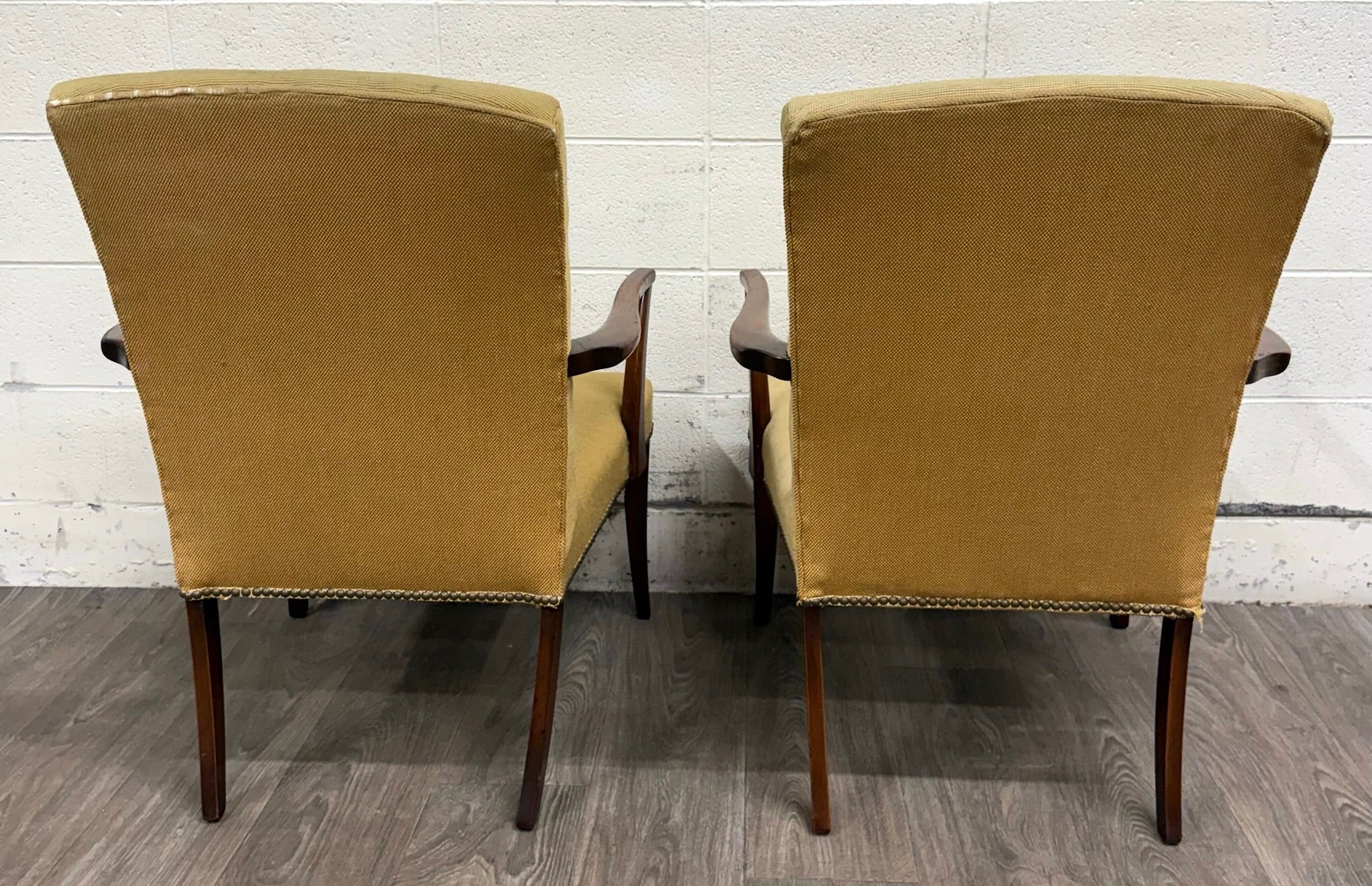 Vintage Mid Century Modern MCM Needlepoint Armchairs - Pair