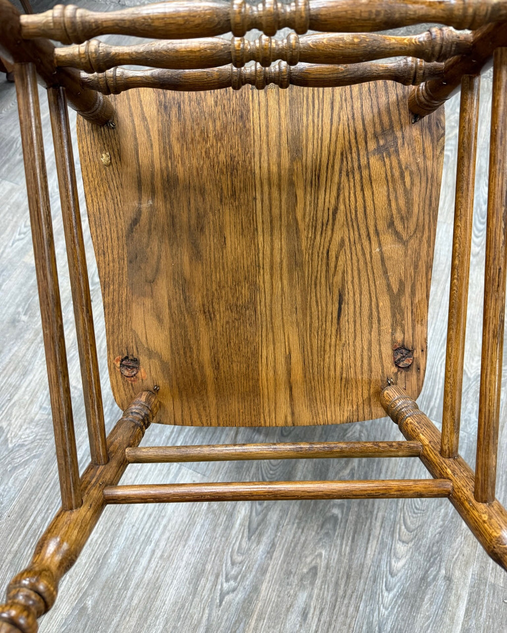 Antique Oak Pressed Back Barley Twist Dining Chairs - Full Set of 4