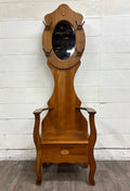 Antique Arts and Crafts Style American Oak Hall Tree with Mirror and Storage