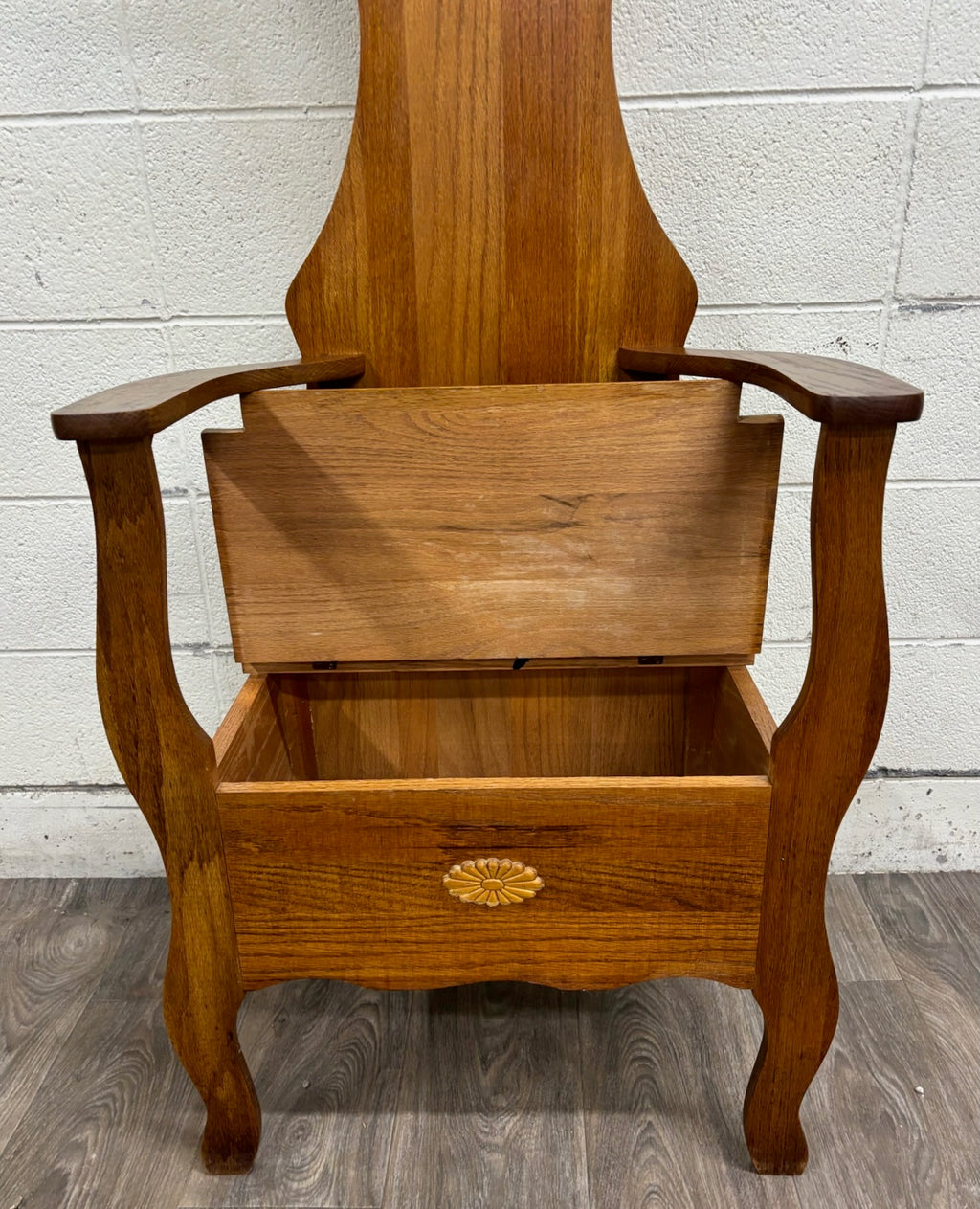 Antique Arts and Crafts Style American Oak Hall Tree with Mirror and Storage