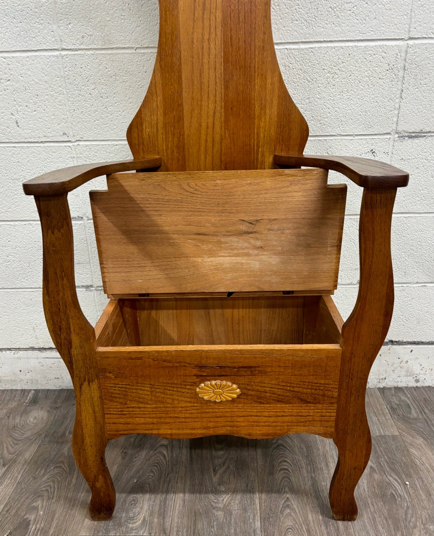 Antique Arts and Crafts Style American Oak Hall Tree with Mirror and Storage
