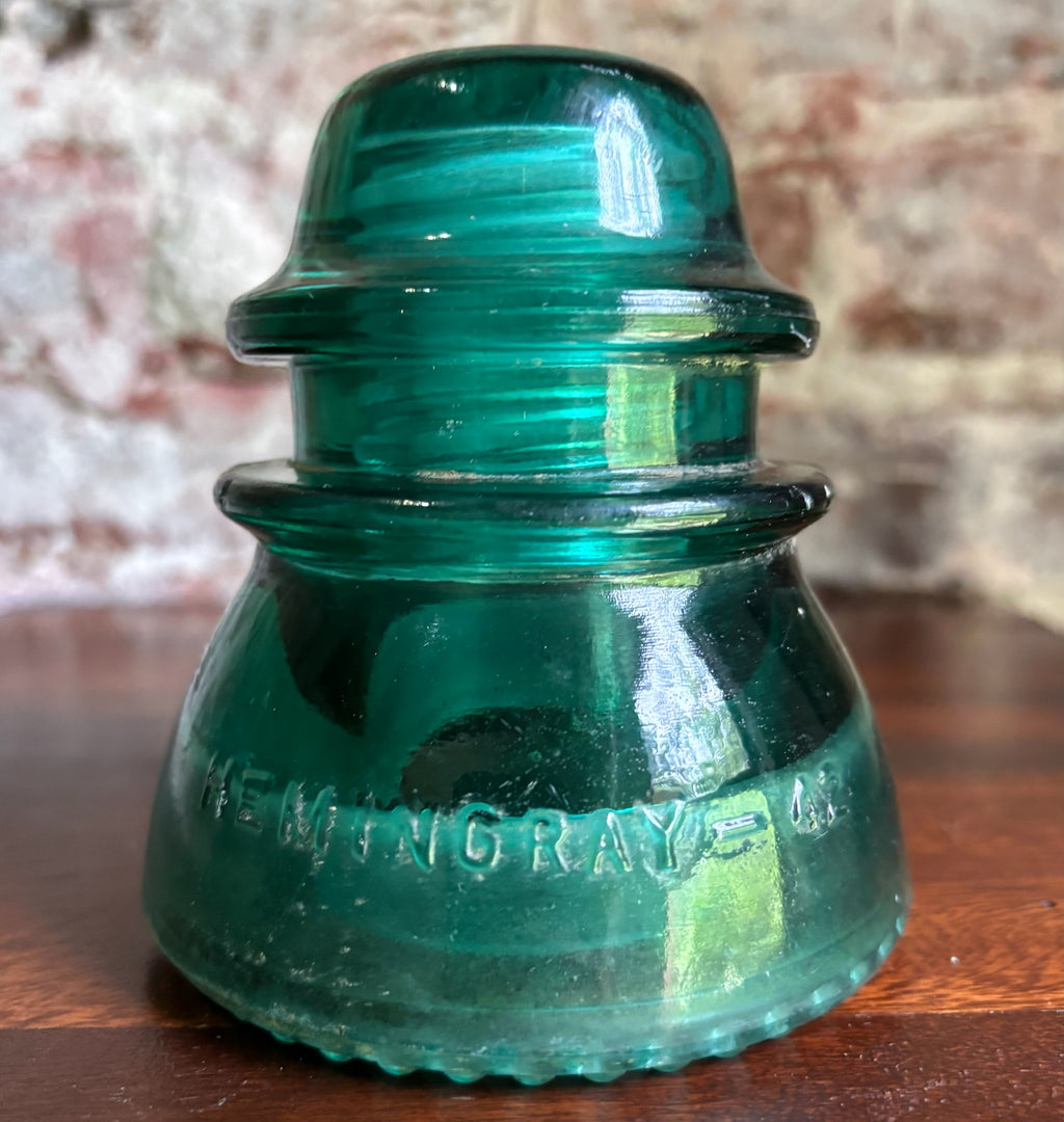 Antique Hemingray 42 Vintage Aqua Blue Glass Telephone Telegraph Insulator