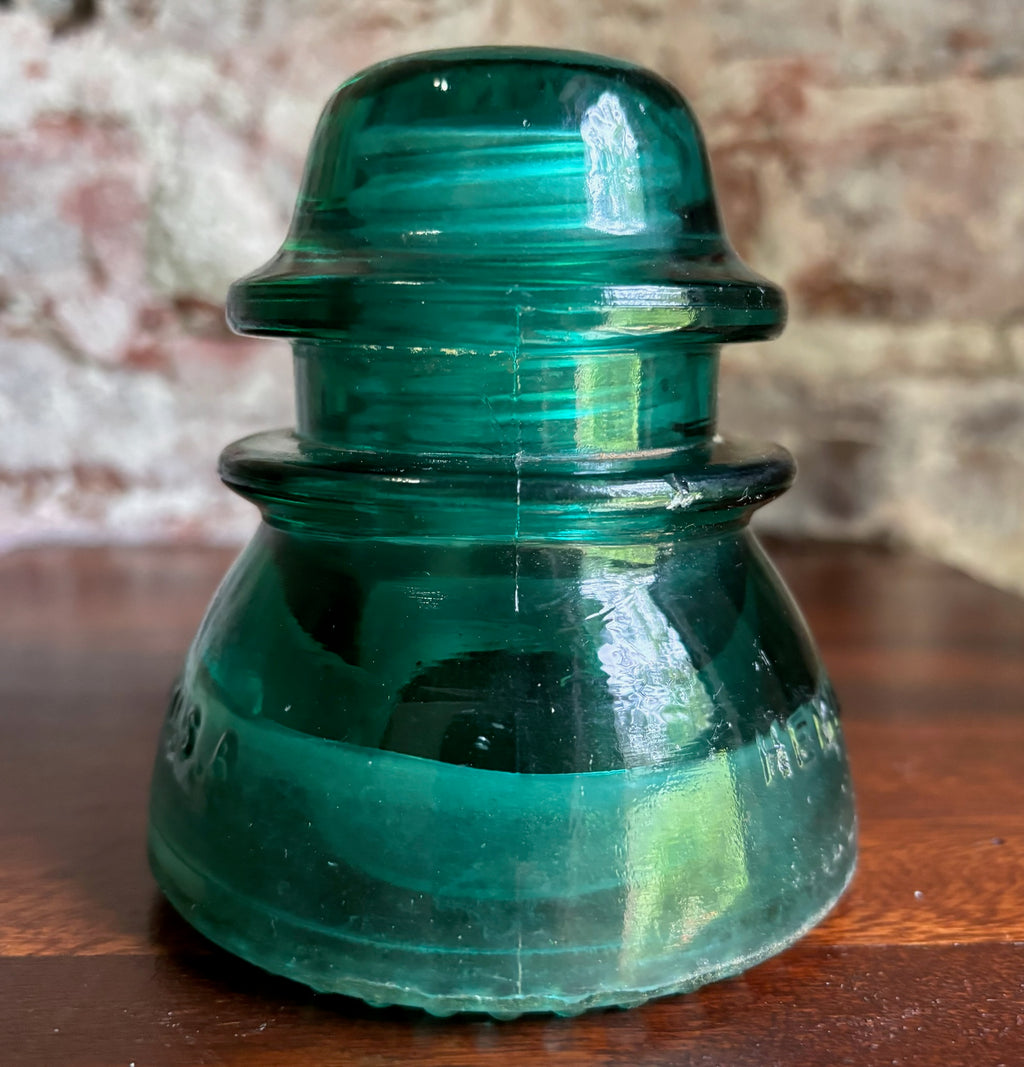 Antique Hemingray 42 Vintage Aqua Blue Glass Telephone Telegraph Insulator