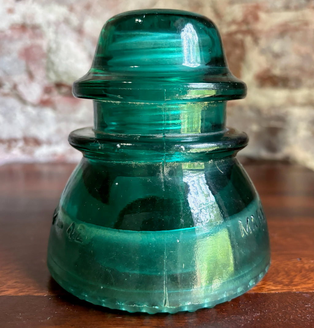 Antique Hemingray 42 Vintage Aqua Blue Glass Telephone Telegraph Insulator