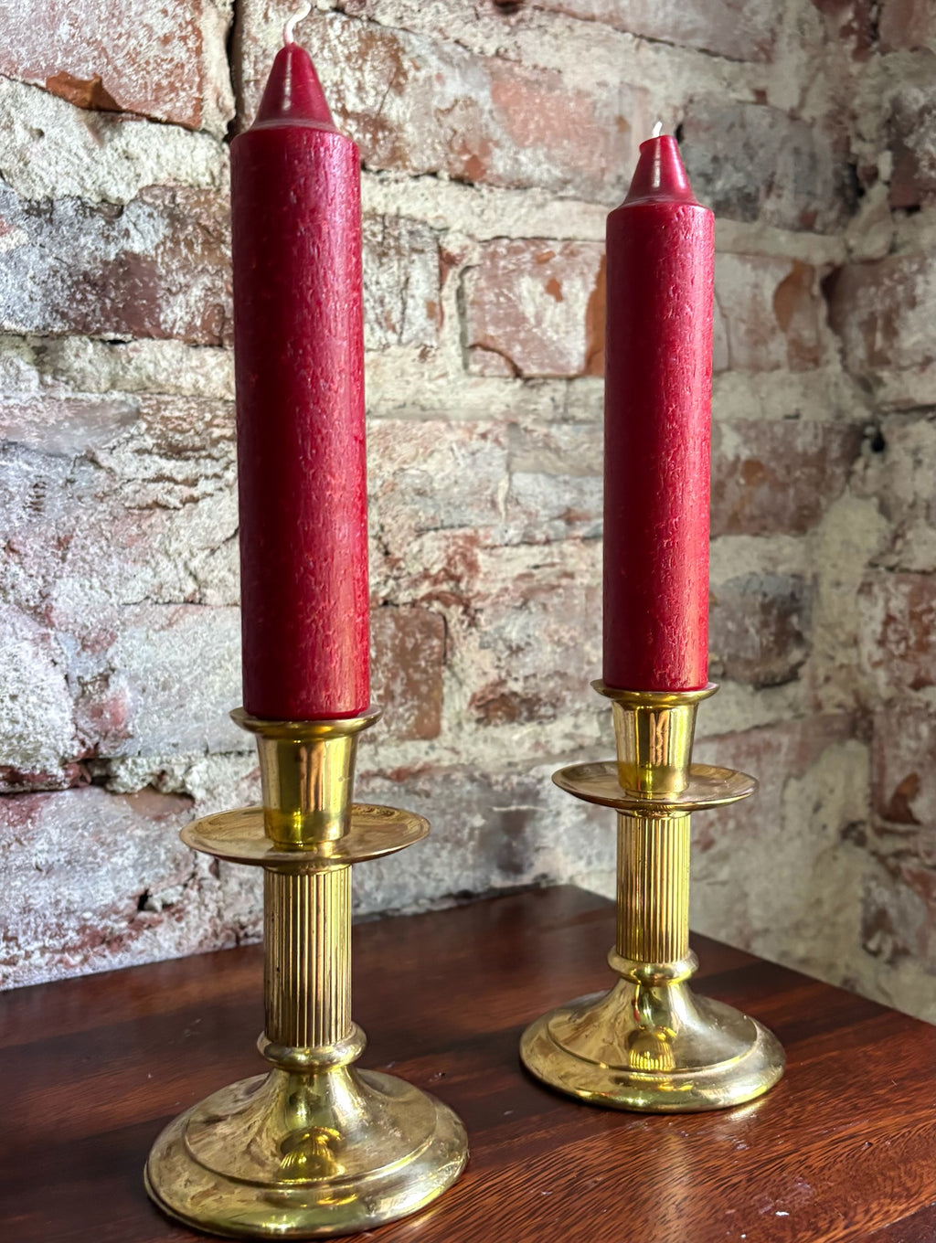 Vintage Hallmark Brass Candlestick Holders - Pair