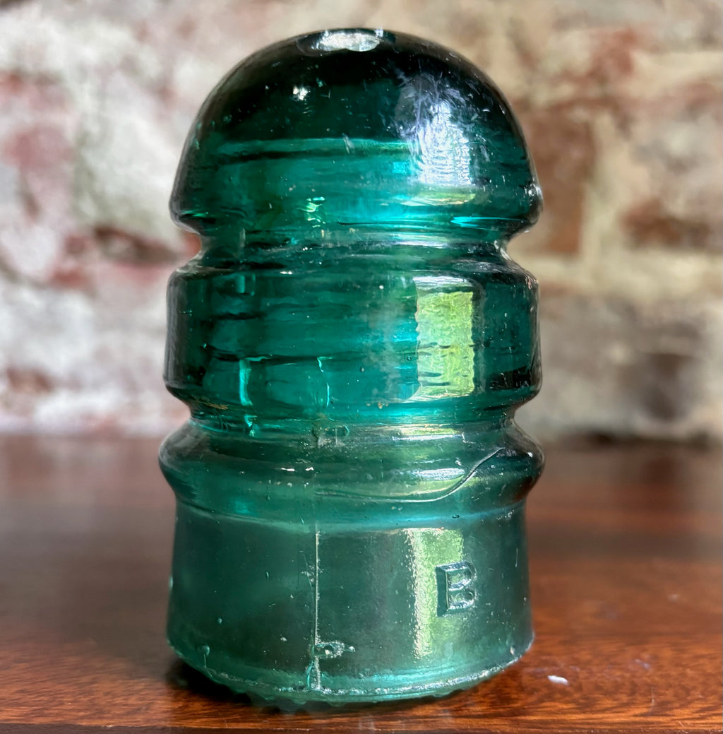 Antique Brookfield Glass Company CD 145 Beehive Aqua Blue Glass Insulator