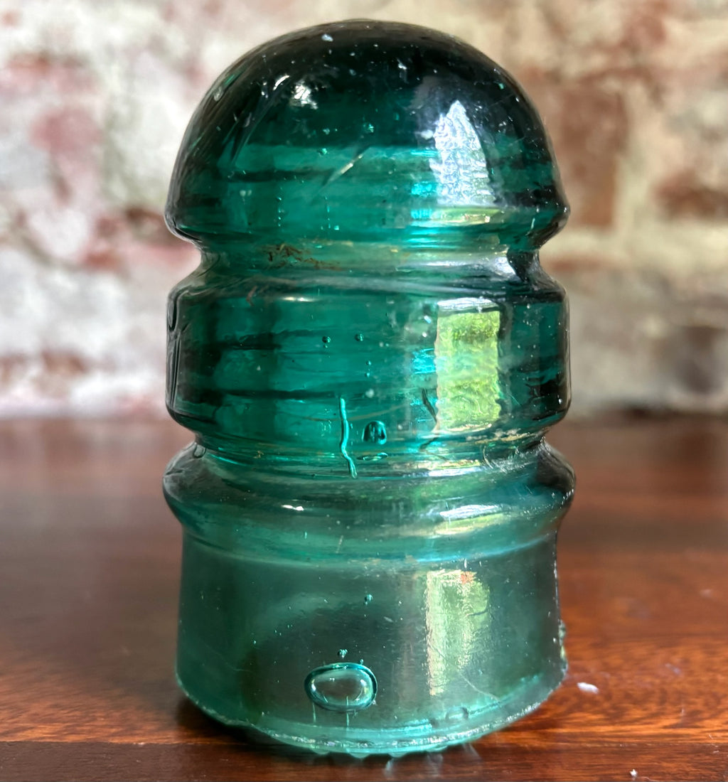 Antique Brookfield Glass Company CD 145 Beehive Aqua Blue Glass Insulator