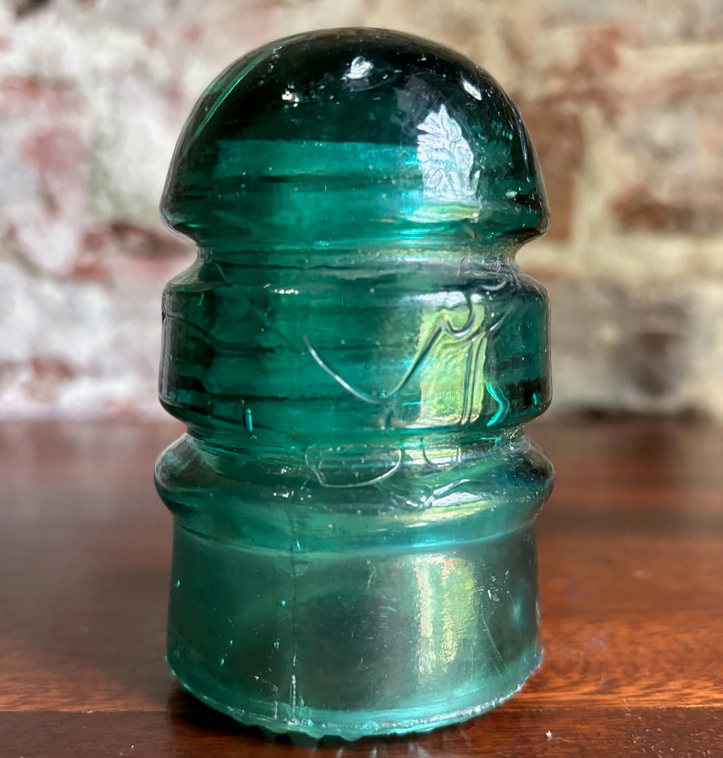 Antique Brookfield Glass Company CD 145 Beehive Aqua Blue Glass Insulator