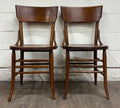 Antique Solid Oak Bentwood Curved Back Dining Chairs - Pair