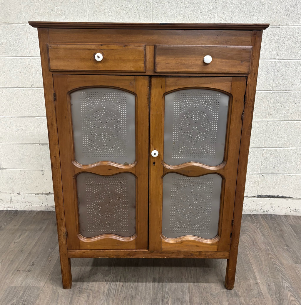 Antique Rustic French Provincial Punched Tin Pie Safe Jelly Cupboard Cabinet