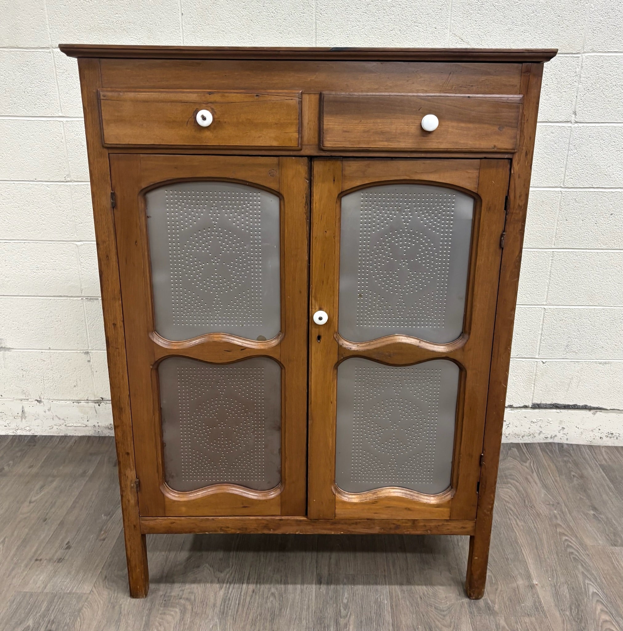 Antique Rustic French Provincial Punched Tin Pie Safe Jelly Cupboard Cabinet