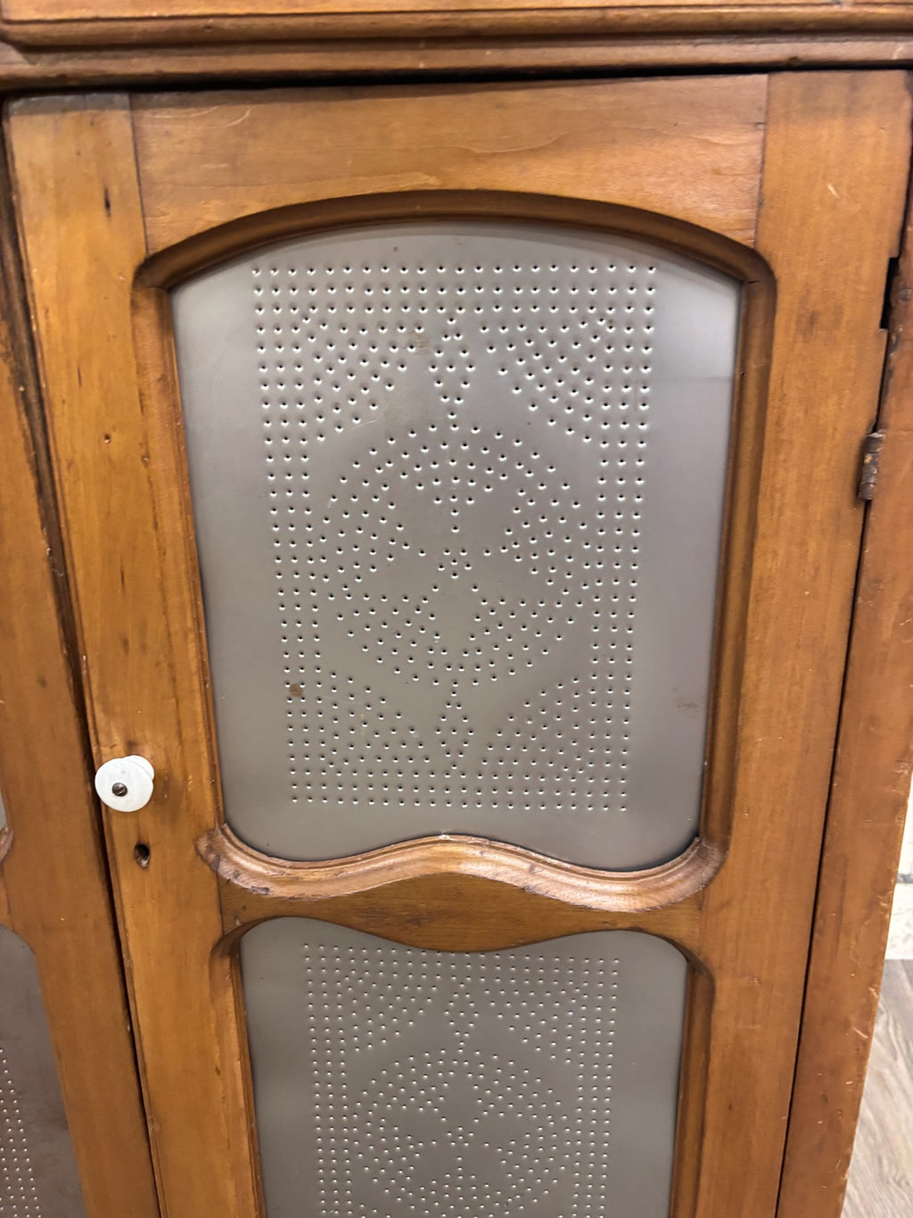 Antique Rustic French Provincial Punched Tin Pie Safe Jelly Cupboard Cabinet