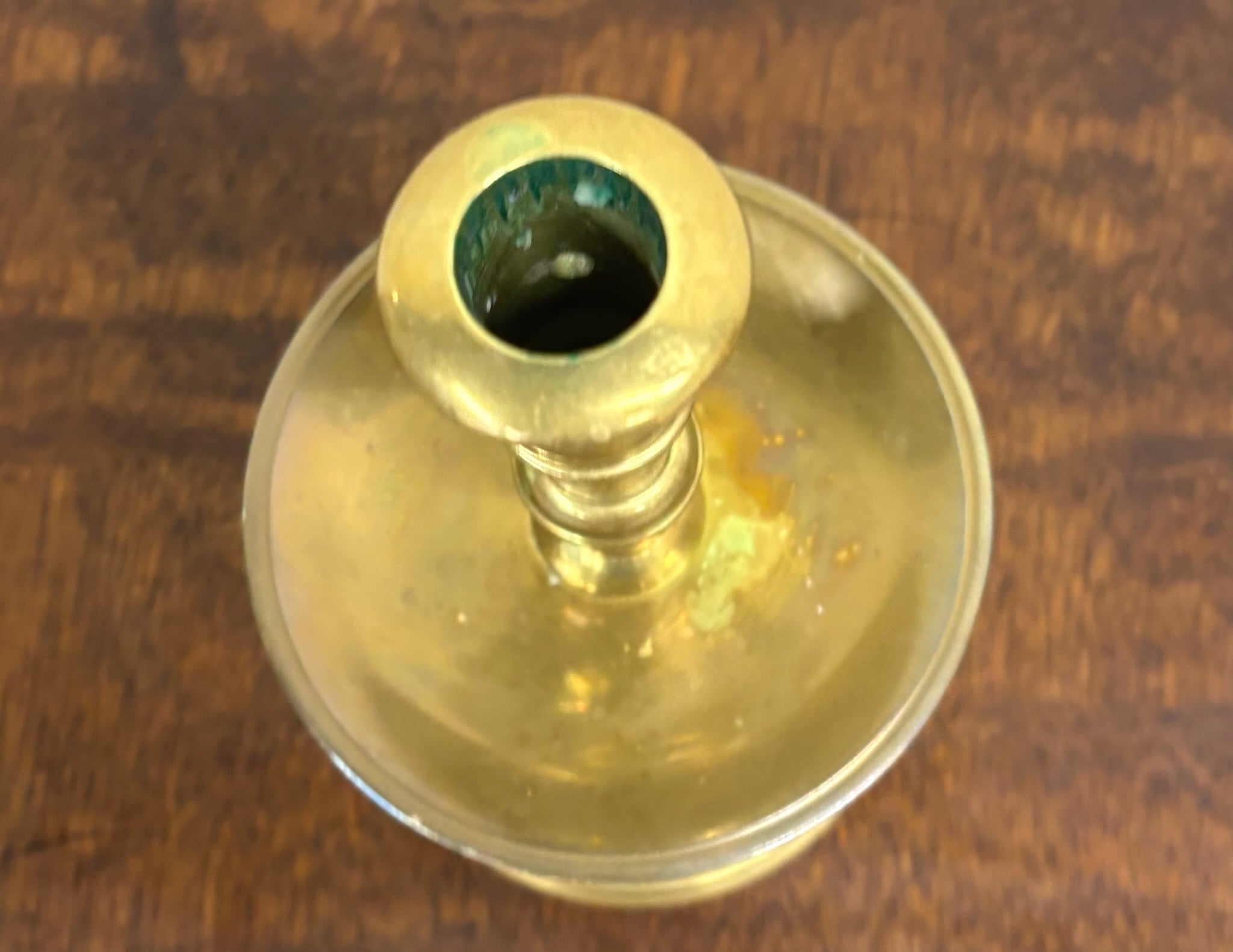 Antique Brass Candlestick Chamberstick with Drip Tray